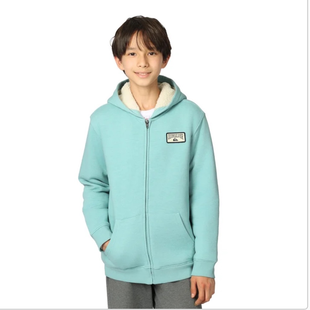 NWT Quiksilver Kids Light Blue Hoodie with Sherpa Lining